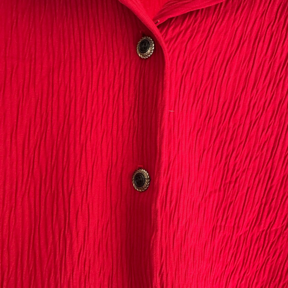 Vibrant Red Button-Up Blouse